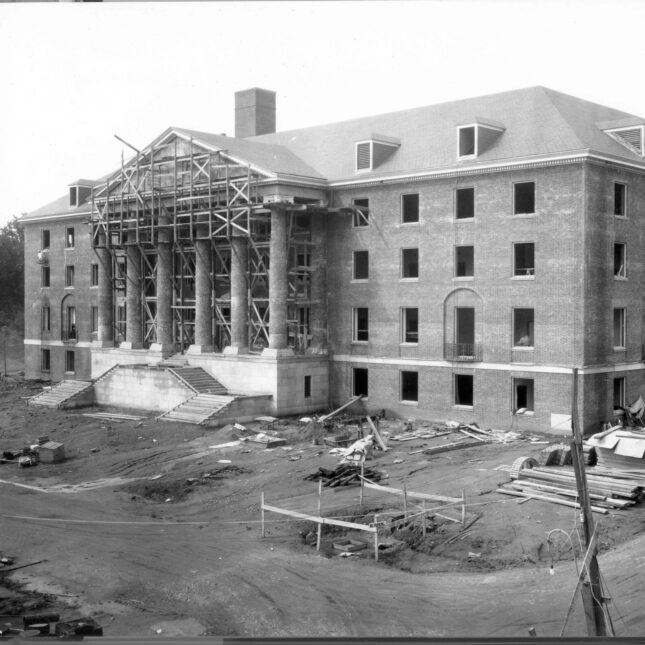 Black and white photo of the NIH Building One under construction in 1938. -- first opinion coverage from STAT The first building constructed at the