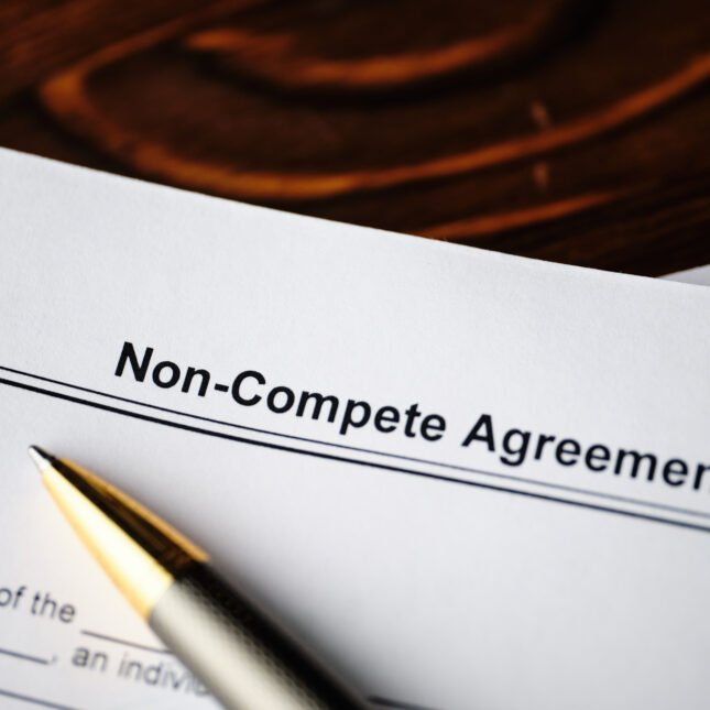 A pen lays on top of a Non-Compete Agreement document — politics coverage from STAT