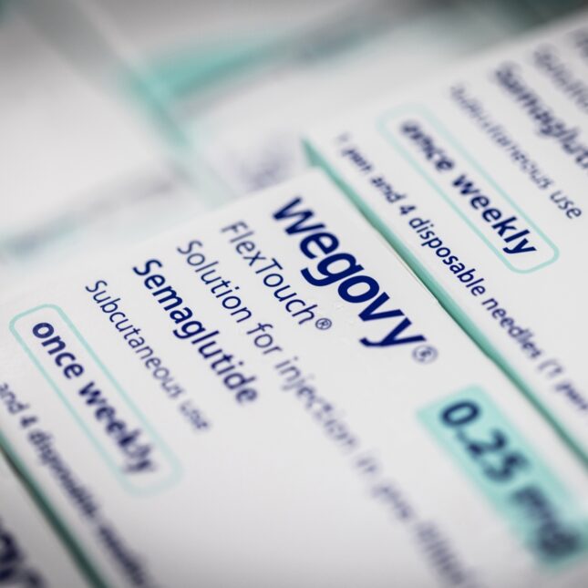 Boxes of Wegovy — pharma coverage from STAT